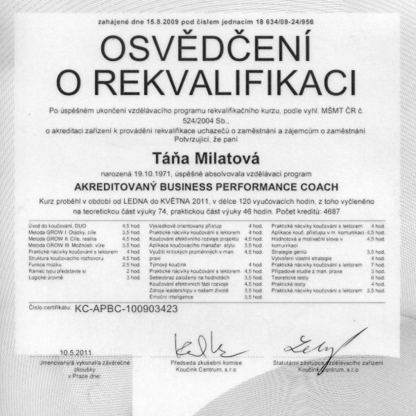 Business Performance Coach accreditation